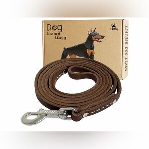 NEW Genuine Leather Dog Leash 6ft Heavy Duty Stainless Steel Handmade Training
